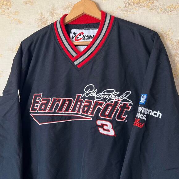Vintage 00s Black Nylon Dale Earnhardt NASCAR Windbreaker Pullover Size M - Picture 2 of 8